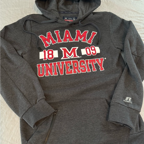 #266 MIAMI UNIVERSITY OF OXFORD OHIO GRAY RUSSELL ATHLETICS HOODIE LIKE NEW!!! - Picture 6 of 15